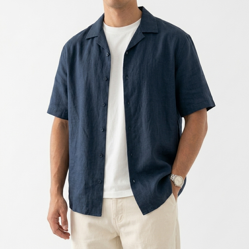 پیراهن مردانه لینن آستین کوتاه مدل Linen کژوال