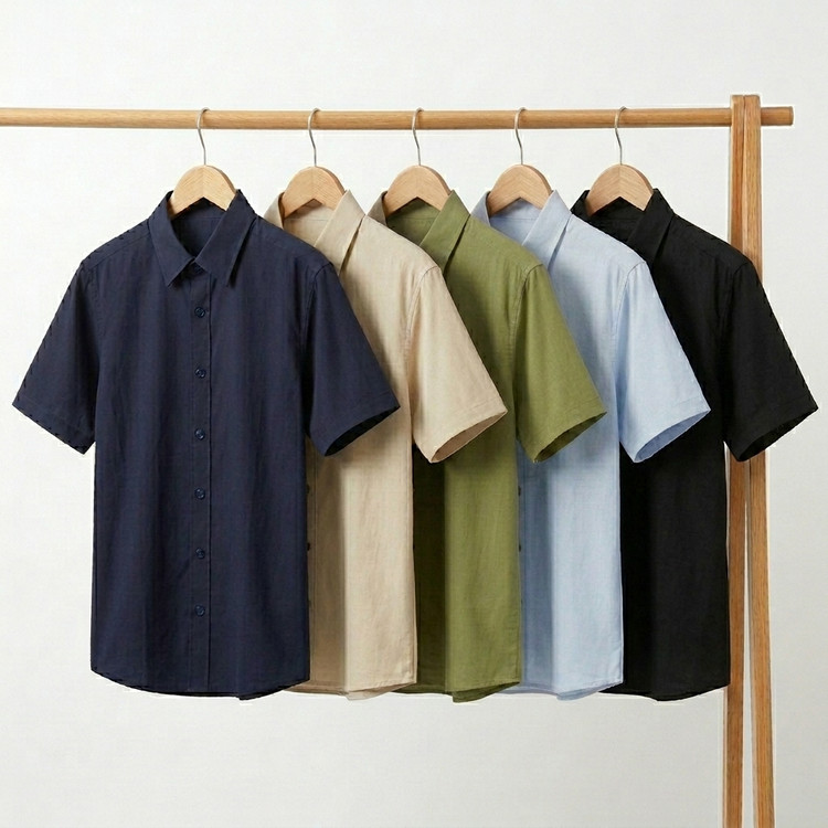 پیراهن مردانه لینن آستین کوتاه مدل Linen کژوال